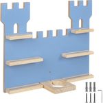 tectake® Holz Regal mit Magnetstreifen für Wand Montage, Tonieregal, Wandregal für's Kinderzimmer, Aufbewahrung Musikbox, für Tonies Tonie Hörfiguren und Toniebox - blau