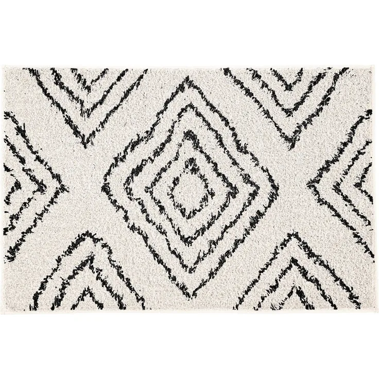 Kleine Wolke Badematte Boho, Höhe 36 mm, rutschhemmend beschichtet, fußbodenheizungsgeeignet, Baumwolle, rechteckig, Badteppich, modernes Rauten Muster, reine Baumwolle, waschbar