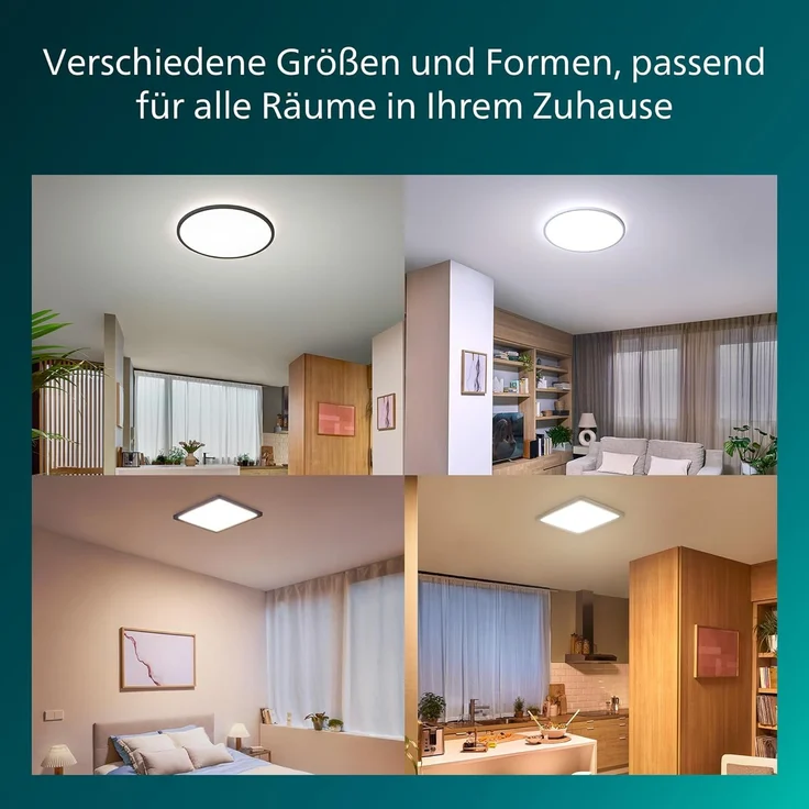 Philips Superslim Deckenleuchte inkl. Fernbedienung, 5 voreingestellte Lichtszenen, stufenloses Dimmen bis zu 1%, einfache Steuerung& Installation, schlankes Design, 29,1 cm, 16 W, rund, weiß – Bild 9