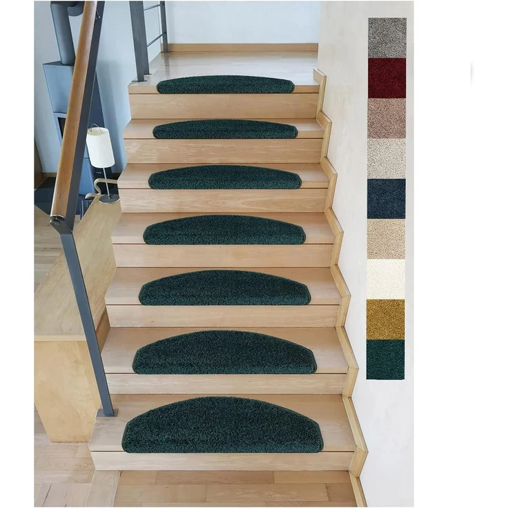 Metzker® Stufenmatte Shaggy Stufenmatten Emphoria Halbrund moosgrün 15 Stück, Halbrund, Höhe: 15 mm, 15 Stück im Set - Moosgrün – Bild 1
