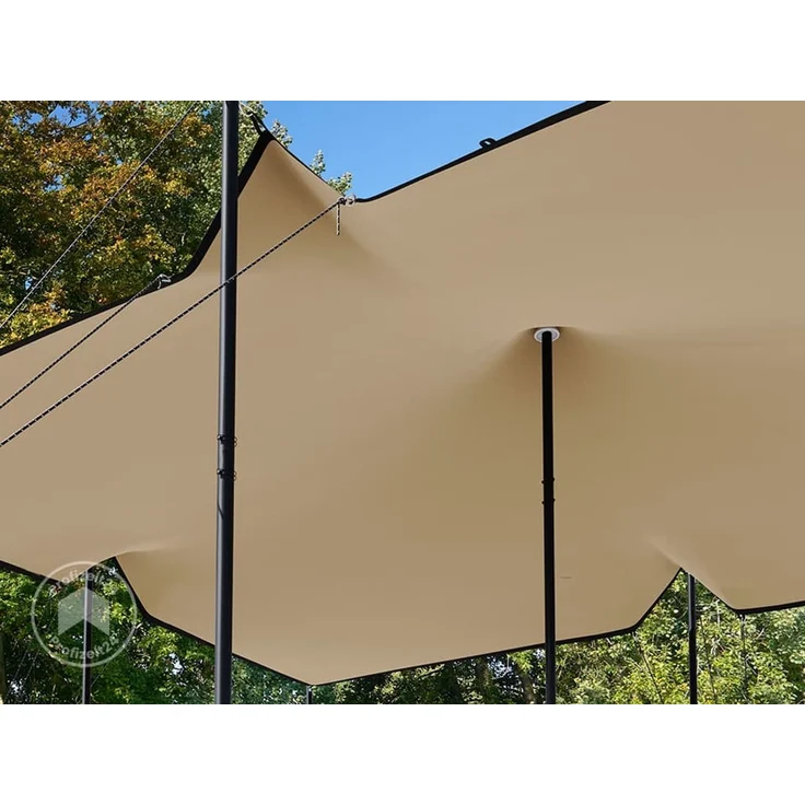 TOOLPORT 6x8 m Stretchzelt, inkl. Stahlpfosten-Set, Sand – Bild 4