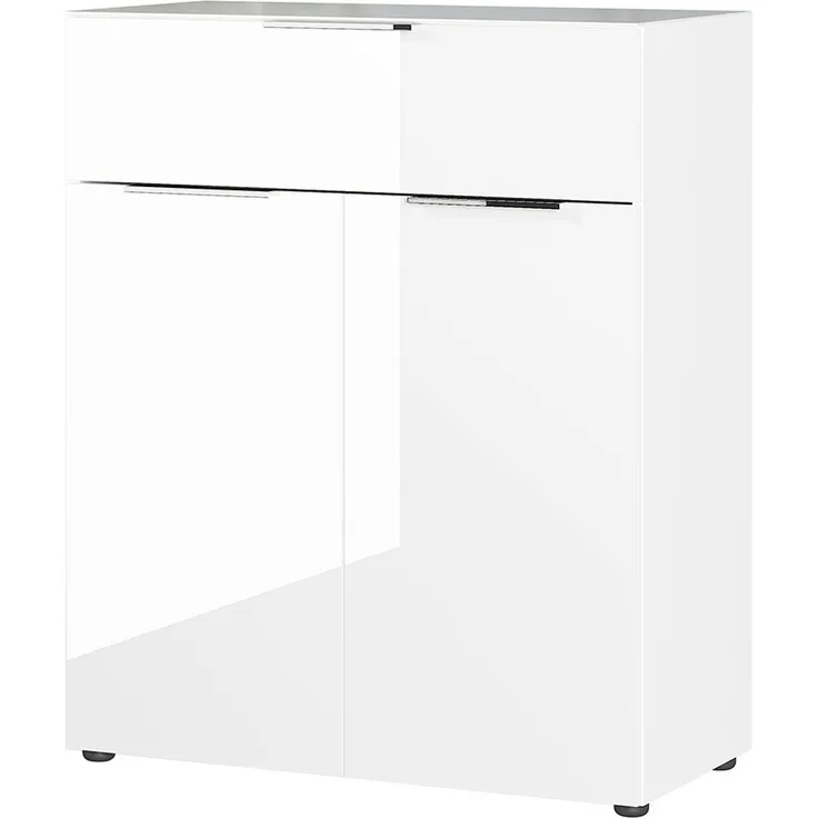 Kommode Owingen / Oakland, Glas, Holzwerkstoff, Weiß, 83 x 102 x 42 cm