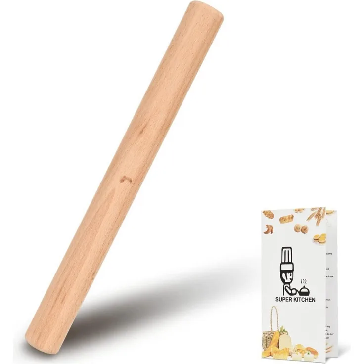 SUPER KITCHEN Buchenholz Nudelholz Teigroller Fondant Pizza Cookie 30 x 3 cm