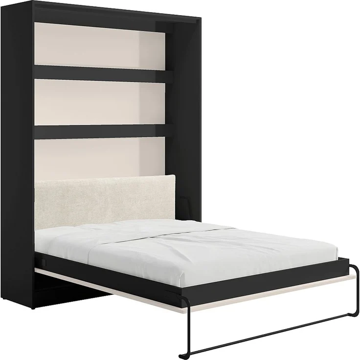 Vente-unique - RAPILI - Schrankbett - Metall - Schwarz, Beige - 179 x 239.2 x 225.2 cm – Bild 3