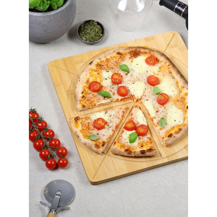 KESPER 58467 Pizza Schneidebrett 33 x 33 x 1,6 cm aus Bambus – Bild 4