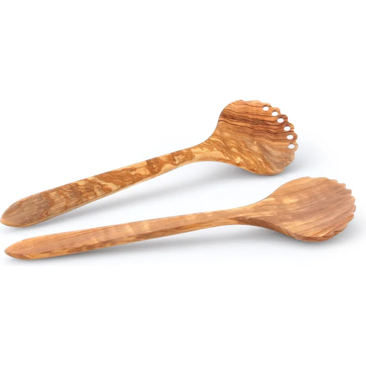 Continenta Salatbesteck No. 1, 2-tlg, Salat Besteck, Salatgabel, Salatlöffel, Holzbesteck, Akazienholz, L 31. 5 cm, 4910