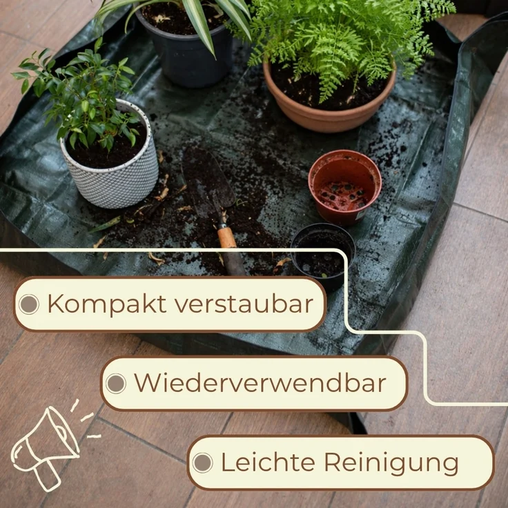 2er Set Pflanzen Umtopfmatte Wasserdicht Pflanzunterlage Faltbar Pflanzenmatte Pflanzwanne Pflanzen Zubehör Tragbare Gartenmatte Umpflanzmatte Gartenpflanzmatte 40x40 – Bild 6