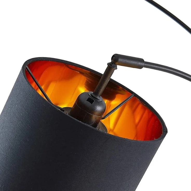 Lindby Stehlampe Nanika, Leuchtmittel nicht inklusive, Modern, Stahl, Textil, Kunststoff, Schwarz, gold, 3 flammig, E27 – Bild 10