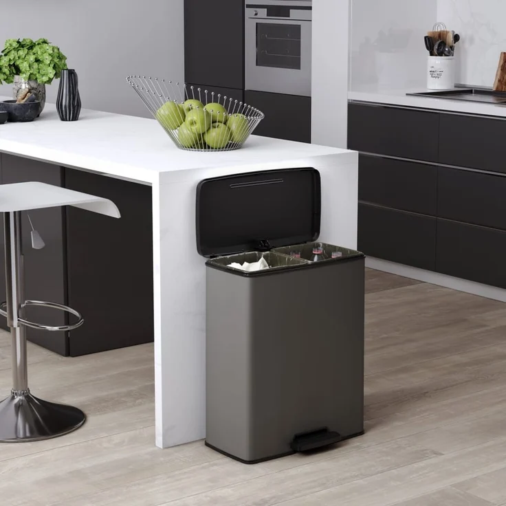 Curver Duo Tretmülleimer Deco 26L+26L Grau 443818 – Bild 8