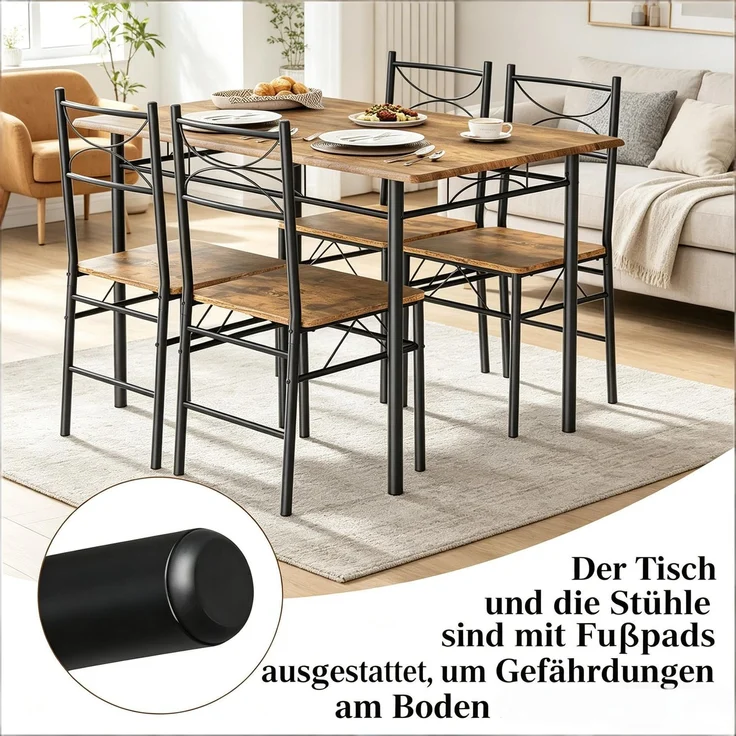 Moderne Essmöbel-Set,Modernes Design Esszimmer-Tisch und Essstühle,Balkon Essmöbel Set,Bistro Essmöbel Set(nur mit Esstisch und die Essstühle) – Bild 6