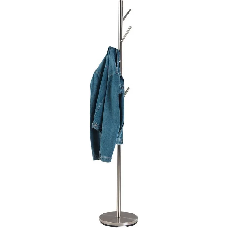 Home4You Kleiderständer Garderobenständer, Höhe 170 cm, Edelstahl, mit 5 Haken, Ø 30 cm