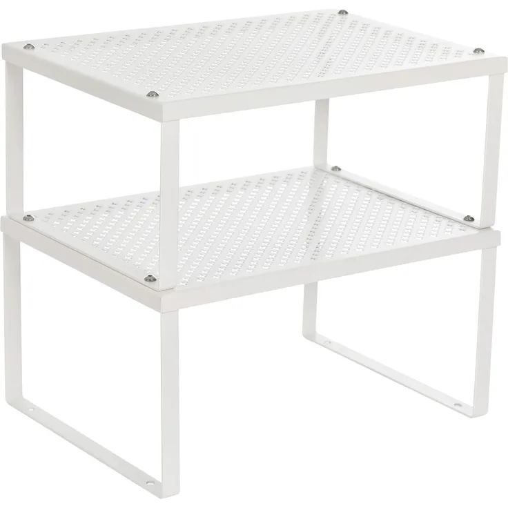 Songmics Gewürzregal, 2er Set, Küchenregal, Küchen-Organizer, Küche, Gewürzhalter, erweiterbar, stapelbar, kleines Regal, Metall, weiß KCS01WT