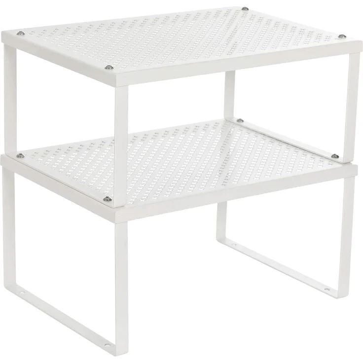 Songmics Gewürzregal, 2er Set, Küchenregal, Küchen-Organizer, Küche, Gewürzhalter, erweiterbar, stapelbar, kleines Regal, Metall, weiß KCS01WT – Bild 1