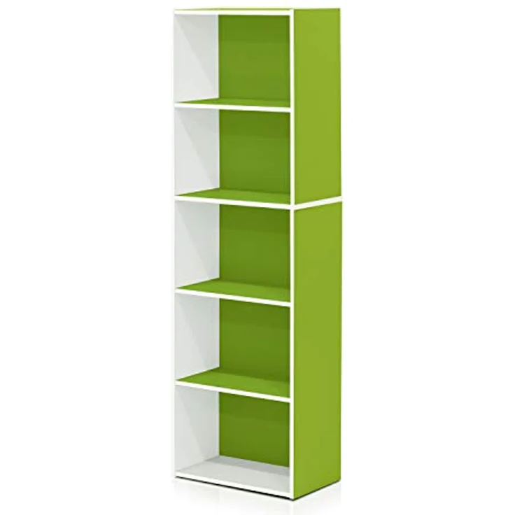 Furinno offenes Bücherregal mit 5 Fächern, holz, Weiß/Grün, 40. 1x23. 9x132. 1 cm – Bild 7