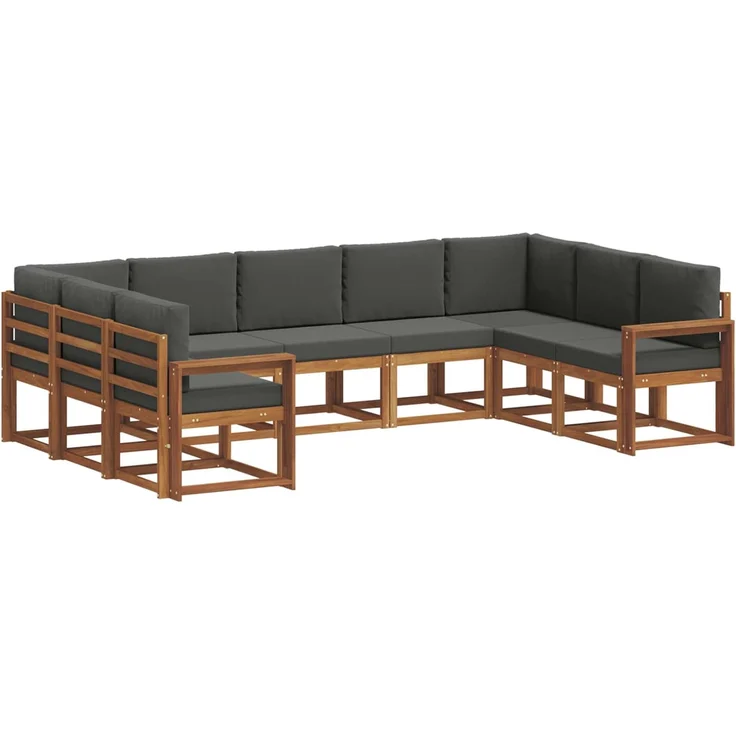 vidaXL Outdoor-Sofagarnitur 9 stk. 9-Sitzer Natur und Anthrazit 3366990 – Bild 2