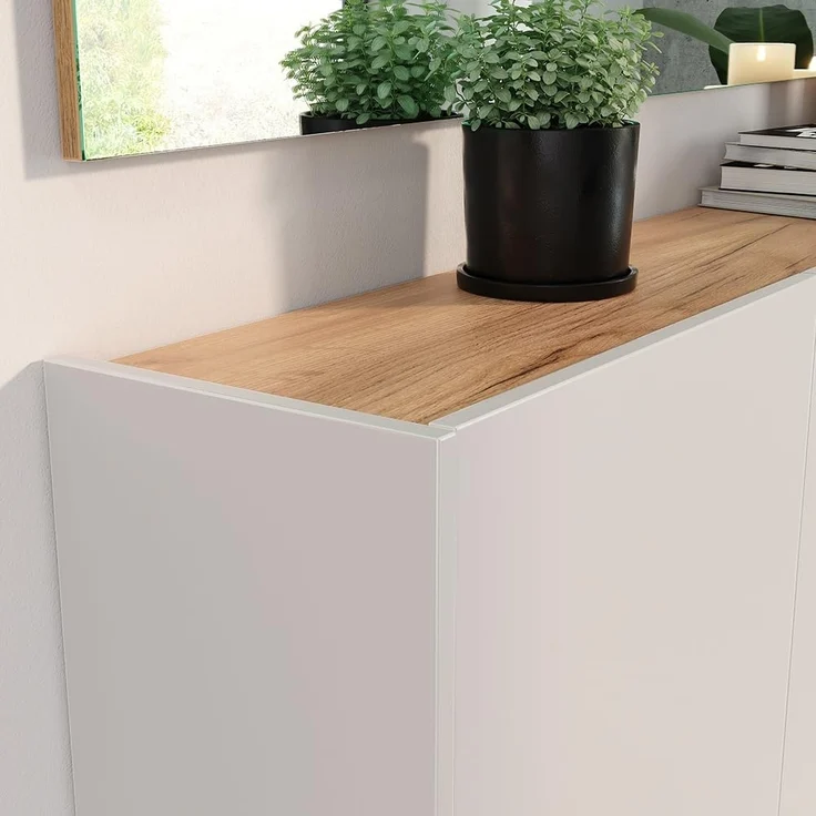 Lomadox Schuhschrank LAPUA-01 in Kaschmir und Eiche, 3-türig, ideal für schmale Flure – Bild 4