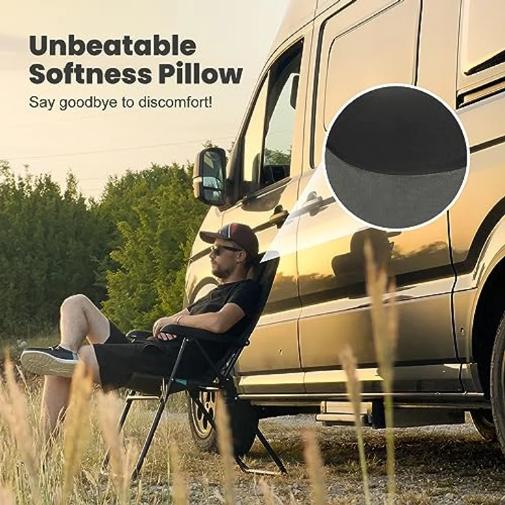 HOMECALL Campingstuhl Gartenstuhl Anglerstuhl Faltsessel Klappstuhl für Wohnwagen Outdoors, 5 fach Verstellbarer Rückenlehne, Hochlehner, Gepolsterter, bis 150kg – Bild 7