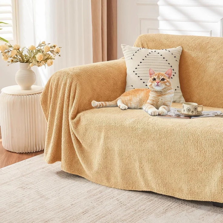 Kuscheldecke Sherpa Fleecedecke Wolldecke Sofa 18-beige 200 x 230cm – Bild 4