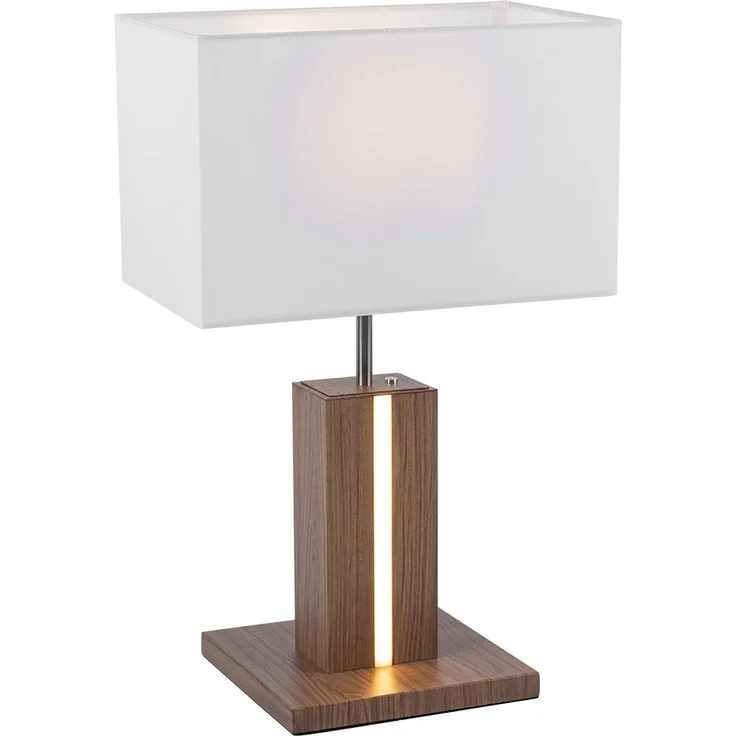 LED Tischleuchte, CCT, dimmbar, Holzoptik, weiß, H 48cm – Bild 1