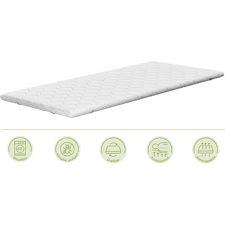 Dreamstar, Topper ergonomischer Matratzentopper in 3 Härtegraden - weich, mittel, fest, 6 cm hoch, Komfortschaum, rutschfest, Bezug waschbar - für Matratzen und Boxspringbetten – Bild 3