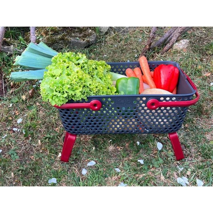 Kajo Erntekorb | grau / kirschrot (15 L) – Bild 4