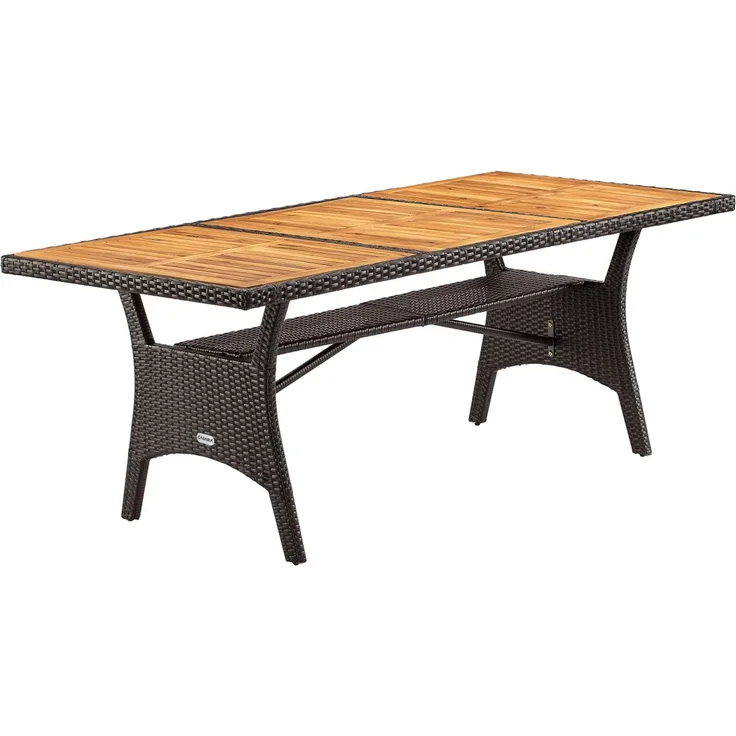 CASARIA® Polyrattan Gartentisch Akazie 190x90x74cm braun