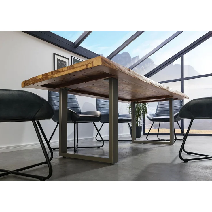 Baumtisch Sheesham 180x90x77 natur sandgestrahlt / U-Beine silber matt FREEFORM 5 – Bild 3
