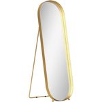 HOMCOM Standspiegel rechteckiger Ganzkörperspiegel mit abgerundeten Ecken (für Schlafzimmer, Wohnzimmer, 1-St, zum Aufstellen auf dem Boden oder an die Wand), 40 x 6 x 160 cm, Gold