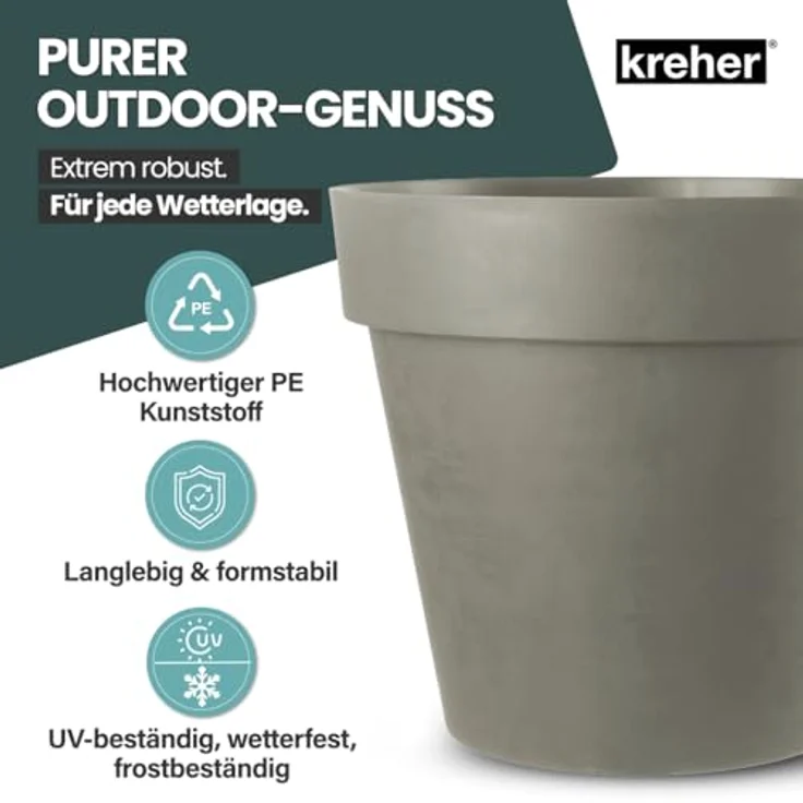 Kreher Pflanzkübel Rollbarer XXL Pflanzkübel "LIKE" Ø 79 cm in verschiedenen Farben (2 St) – Bild 5