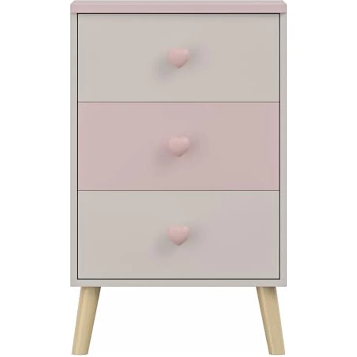 Kinderkommode Sandnes mit 3 Schubladen 62x38x30 cm Weiß/Rosa [en. casa] – Bild 6