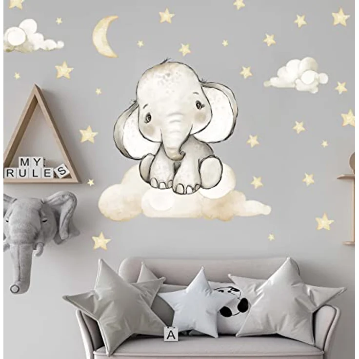 WANDKIND Wandtattoo Elefant auf der Wolke V337 (Elefant), Wieder ablösbar – Bild 2