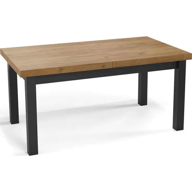 WFL GROUP Esstisch Gemini ausziehbar rechteckig modern mit schwarzen Holzbeinen (MADE IN EU, 5 Gr. – 120/140/160/170/200 cm ausziehbar auf 160/180/210/250/300 cm), platzsparender Tisch in Holzoptik für Küche, Esszimmer oder Wohnzimmer