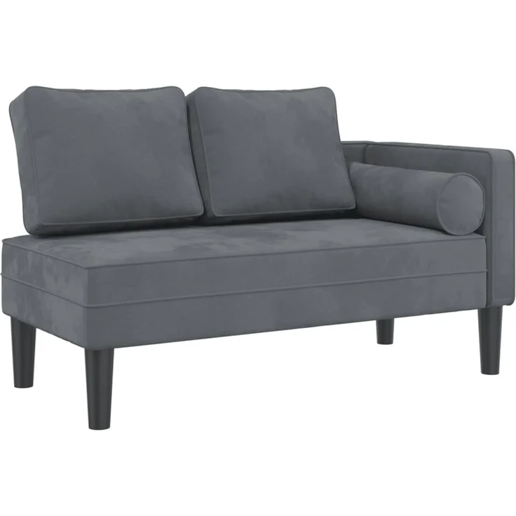 vidaXL Chaiselongue mit Kissen, Dunkelgrau Samt, 16,5 x 62 x 57,5 cm – Bild 2