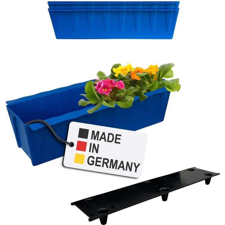 BURI 2 Euro-Paletten Blumenkästen-Einsätze inkl. Bewässerungsmatte | 37,3cm Blau | Pflanzkasten für Europalette Palette | Balkonkasten | Blumentopf | aus stabilen Kunststoff | Made in Germany – Bild 2