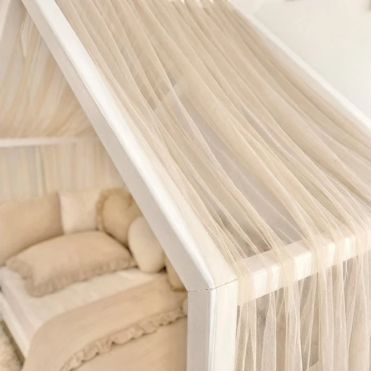 Baby Fancyroom Betthimmel Premium Hausbett Himmel aus Tüll, Betthimmel für Kinderbett, Baldachin, gekräuselt – Bild 2