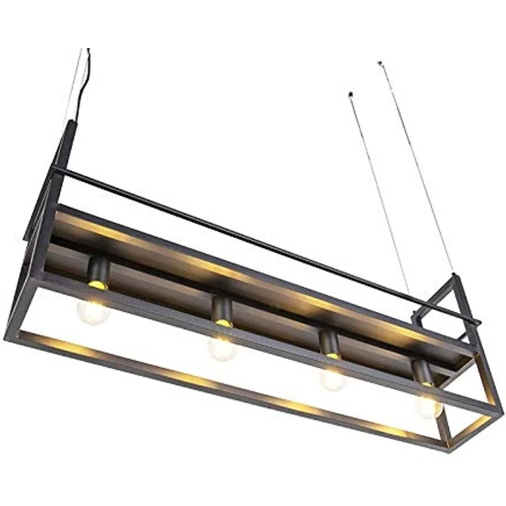 Qazqa Pendelleuchte Cage rack, ohne Leuchtmittel, E27, Schwarz, Modern, Stahl, 4-flammig – Bild 6