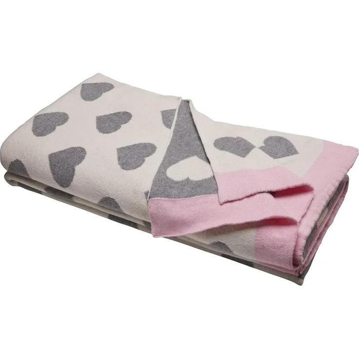 Bio Babydecke 100% Bio-Baumwolle (kbA) GOTS zertifiziert, Herzen, 130x170 cm