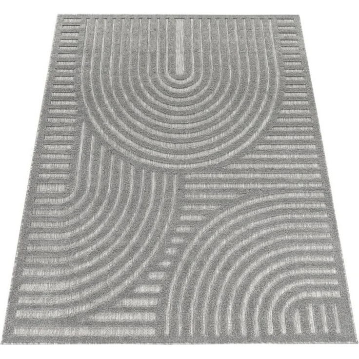 Paco Home Teppich Livorno 674, rechteckig, Höhe: 14 mm, Uni Farben, moderner Hoch-Tief-Effekt, Scandi-Look, Outdoor geeignet – Bild 4