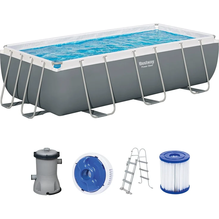Power Steel™ Frame Pool, Grau, 404 x 201 x 100 cm – Bild 1