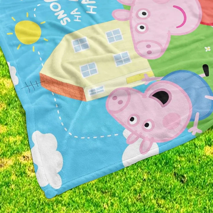 Kinderdecke Peppa Wutz Pig I'm 150 x 200 cm weich und kuschelig Coral Fleecedecke, BERONAGE, passend zur Bettwäsche, ideal für Sofa, Couch, Bett, Auto, Camping – Bild 2