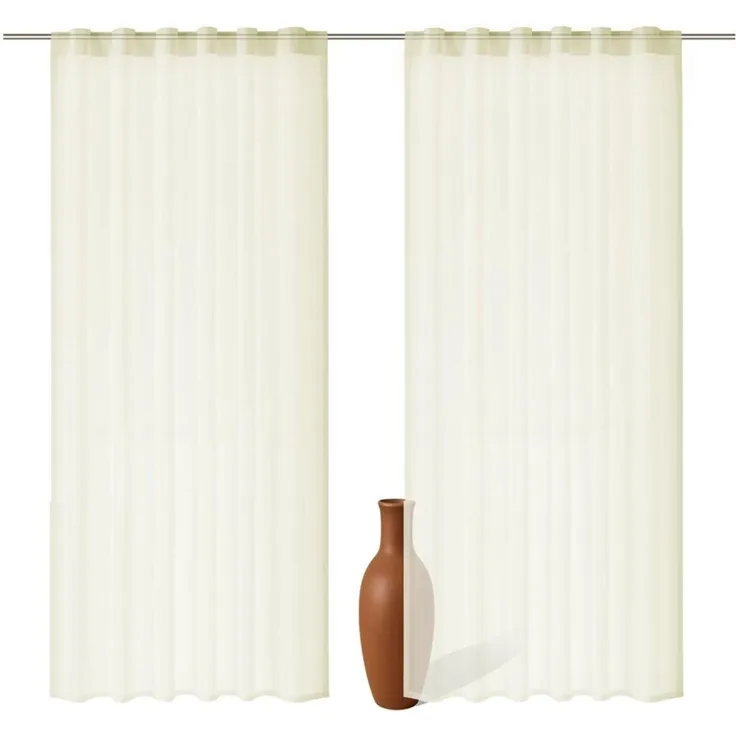 2er Set Schlaufenschal Voile creme 300cm transparent - Höhe (cm): 300, Farbe: Creme