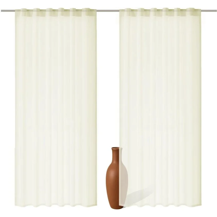 2er Set Schlaufenschal Voile creme 300cm transparent - Höhe (cm): 300, Farbe: Creme
