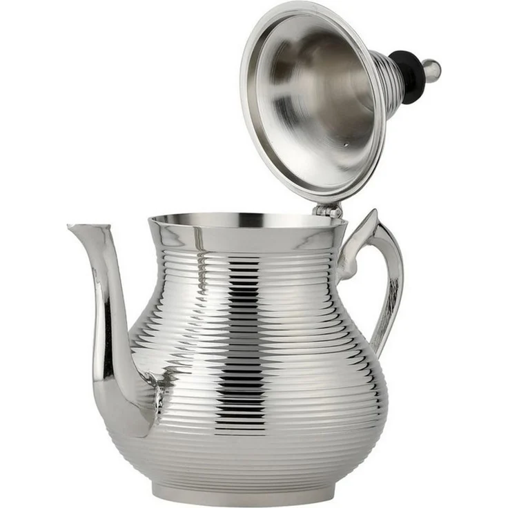 Marrakesch Orient & Mediterran Interior Teekanne Marokkanische Deko Teekanne aus Messing Kanne Nadima Silber 750ml, (1-St), Handarbeit – Bild 3