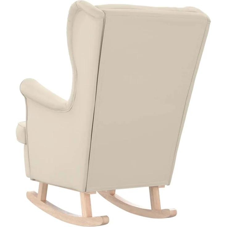 Schaukelsessel, Schaukelstuhl Weiß 74x90x102 cm Leinen – Bild 6