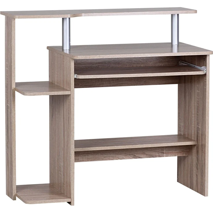 Wohnling Computertisch 94 x 90,5 x 48,5 cm Laptop Tisch Modern mit Tastaturauszug, Sonoma Eiche – Bild 12