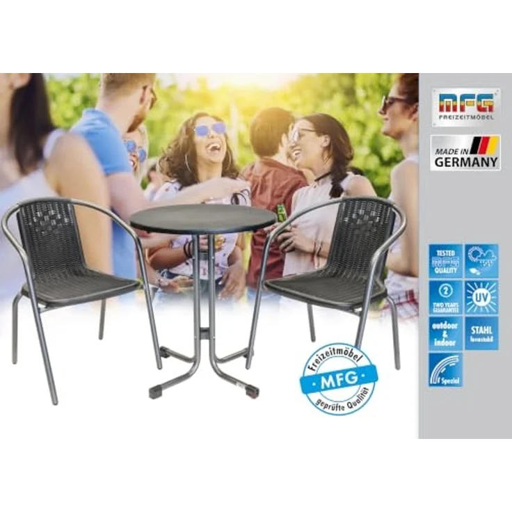Balkonmöbel-Set Emilia 3-teilig Balkon Set Gartenmöbel Set Sitzgruppe Tisch – Bild 7