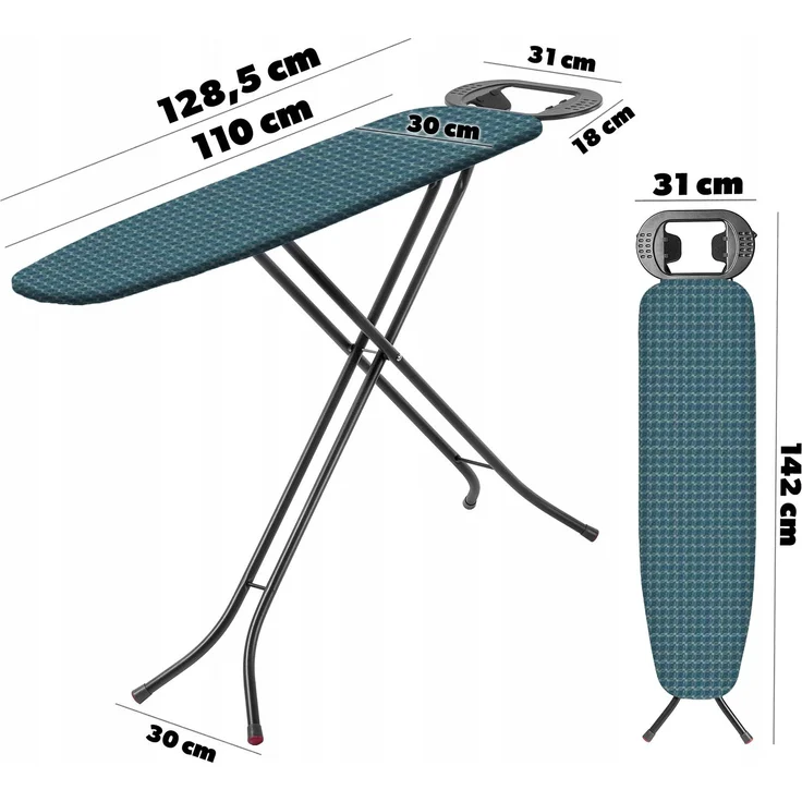 KADAX Standard großes Bügelbrett 110 x 30 cm, faltbarer Bügeleisenhalter – Bild 2
