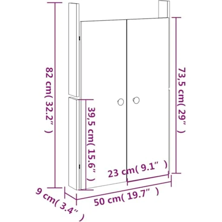 Türen für Outdoor-Küche 2 Stk. Schwarz 50 x 9 x 82 cm Kiefernholz 832362 – Bild 4