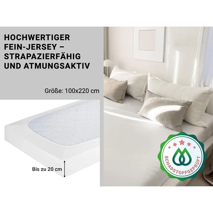 ZOLLNER Spannbettlaken, Double-Jersey, Gummizug: rundum, 100 x 200 cm, 100% Baumwolle, vom Hotelwäschespezialist – Bild 4