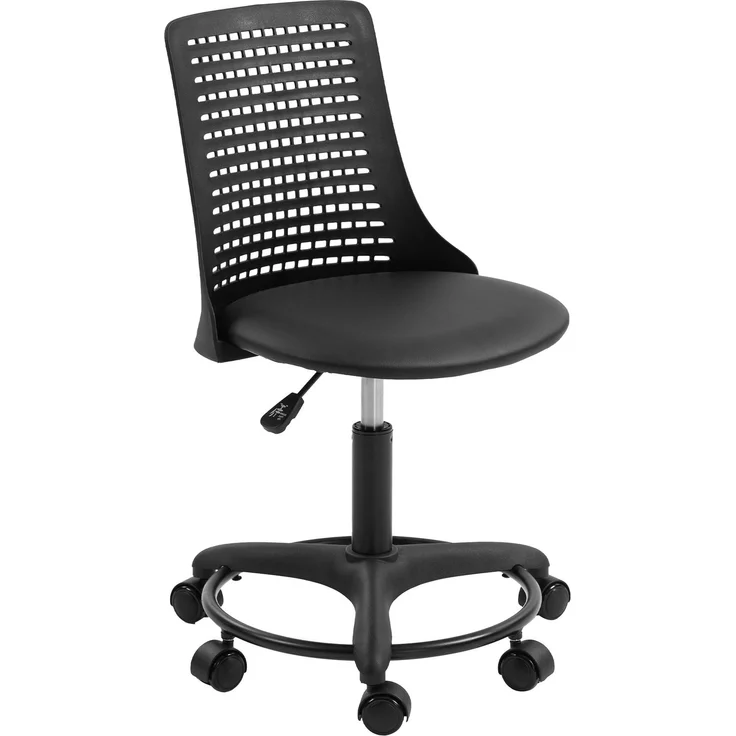 MELAYR, Armlehnenloser Schreibtischstuhl, drehbarer Bürostuhl mit hohler Rückenlehne, 43 x 42 x 86 cm, Schwarz – Bild 2